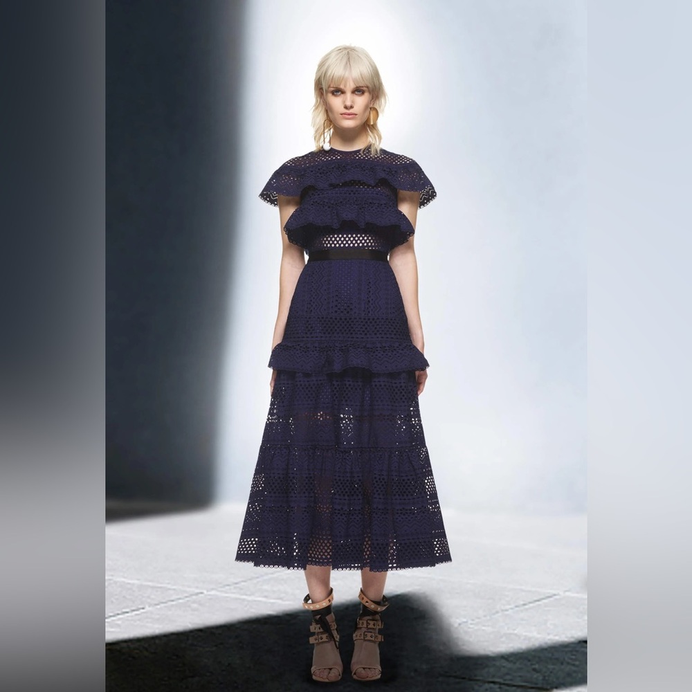 Self-portrait navy dress